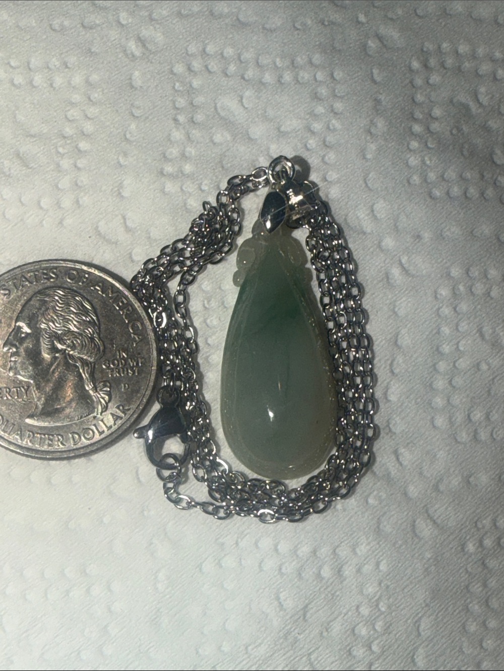 Green Teardrop Jade Pendant Necklace - Women Jewelry